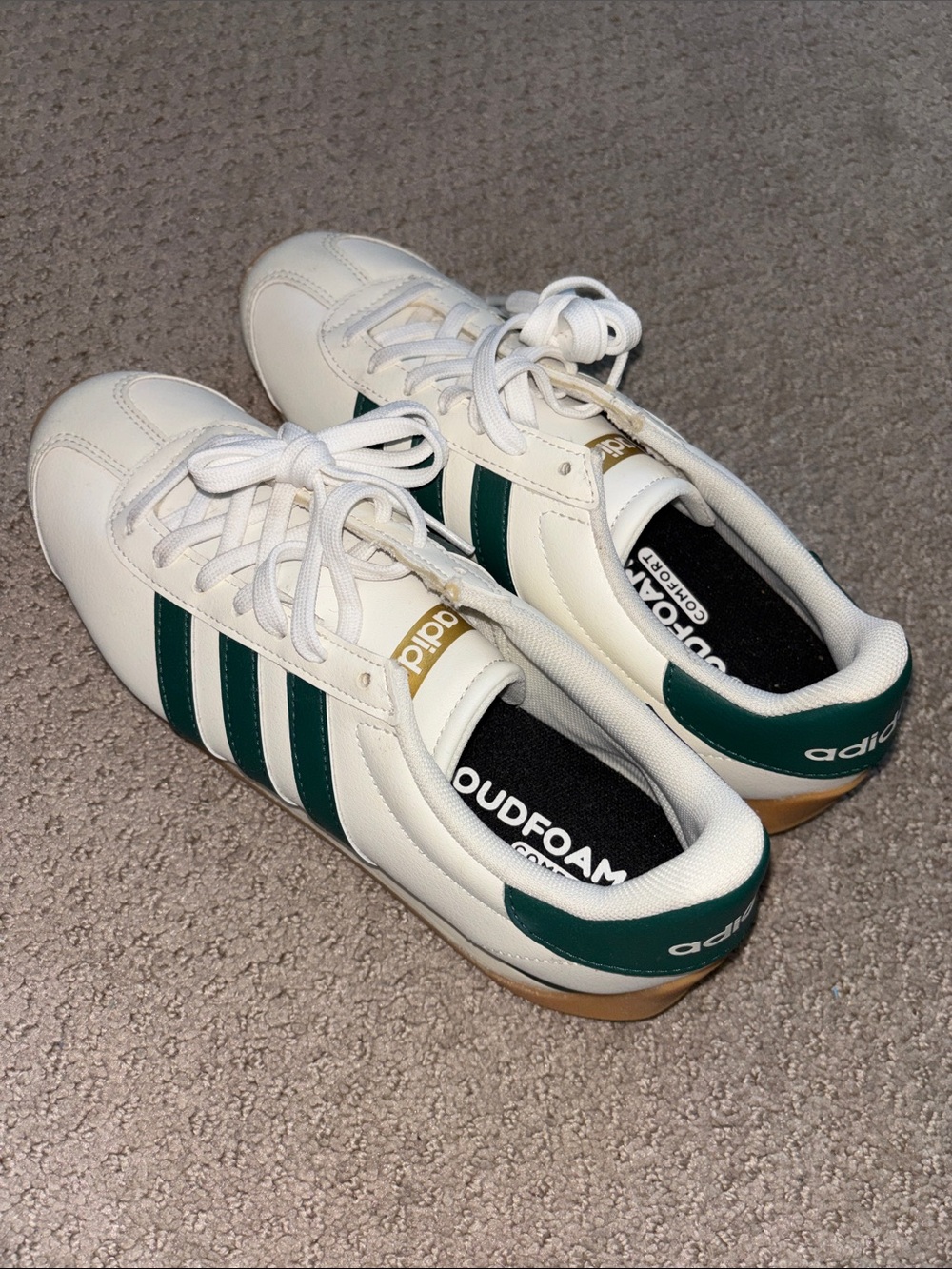 Adidas White & Green Classic Court Shoes for Women